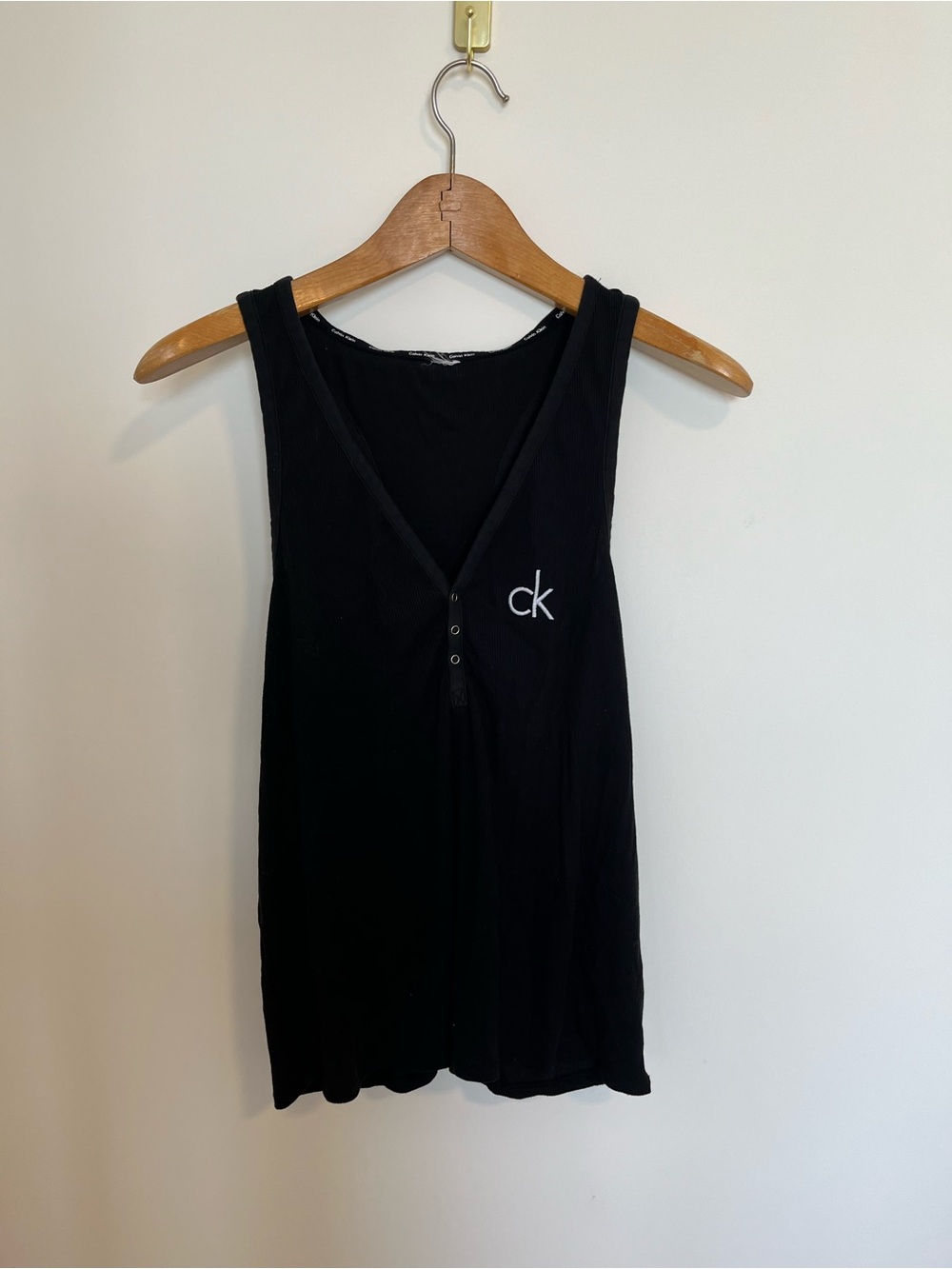 Calvin Klein Black V-Neck Logo Tank Top